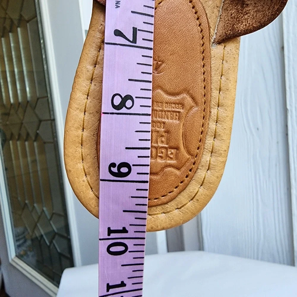 Vintage Ego Piel Sz 7 Tan Leather Handmade Crisscross Slide Sandals Mexico Boho